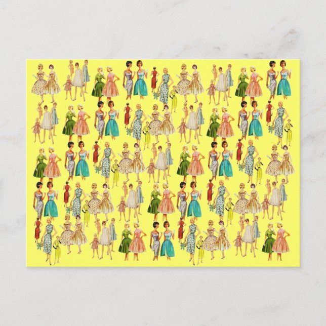 Vintage Kvinnors Mode Vykort (Framsida)
