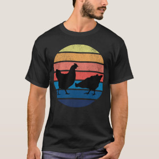 Vintage Kycklinggård Solnedgång Silhuett T Shirt