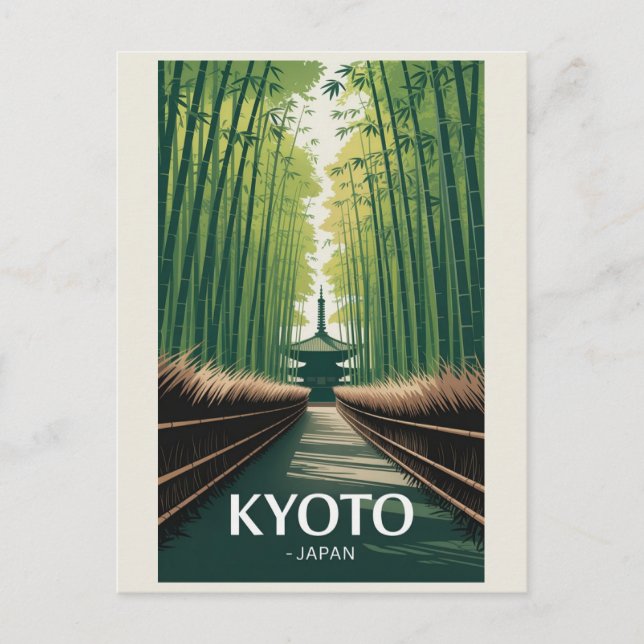 Vintage Kyoto Japan Bamboo Pagoda Travel Vykort (Framsida)