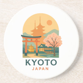 Vintage Kyoto Japan Minimalist Travel Coaster Underlägg