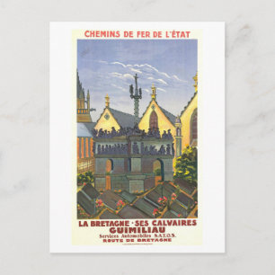 Vintage La Bretagne, Frankrike, Resaaffisch Vykort