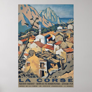 Vintage La Corse Reseskylt, Fransk Poster