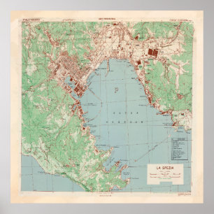 Vintage La Spezia Italien Karta (1943) Poster