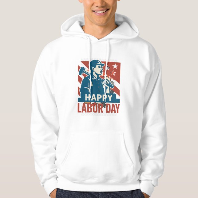 Vintage Labour Day USA Retro Poster Stil Hoodie (Framsida)