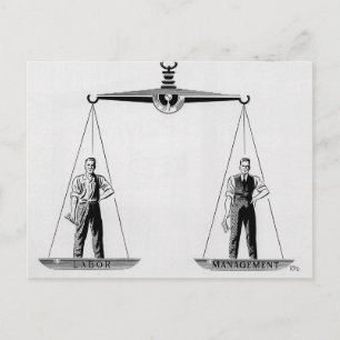 Vintage Labour vs Management, Scale of Justice Vykort