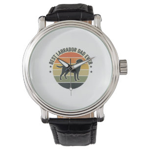 Vintage Labrador Pappa Solnedgång Hund Vektor Tröj Armbandsur