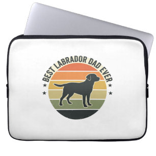 Vintage Labrador Pappa Solnedgång Hund Vektor Tröj Laptop Fodral