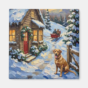 Vintage Labrador Retriever Julstuga Magnet