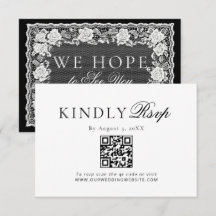 Vintage Lace Black White Doily QR Code RSVP