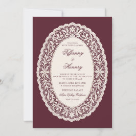 Vintage Lace Burgundy Wedding Invitation Inbjudningar