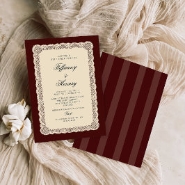 Vintage Lace Burgundy Wedding Invitation Inbjudningar