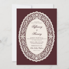 Vintage Lace Burgundy Wedding Invitation Inbjudningar