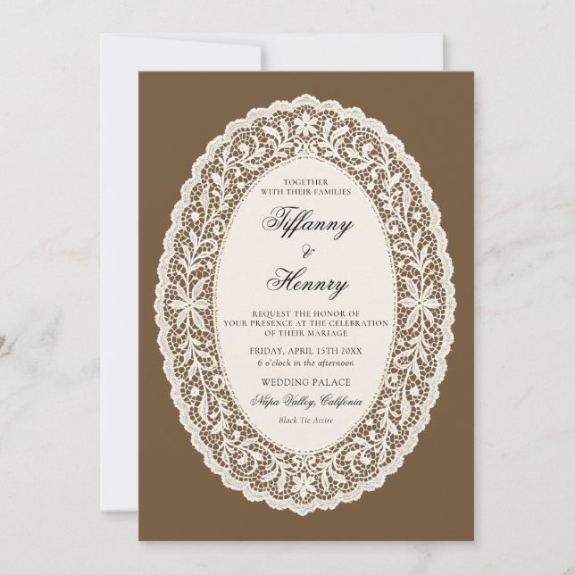 Vintage Lace Doily Wedding Invitation Inbjudningar (Framsida)