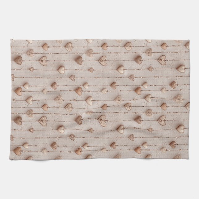 Vintage Lace Heart Strings Kökshandduk (Horisontell)