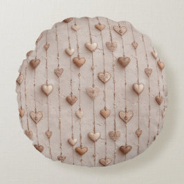 Vintage Lace Heart Strings Rund Kudde