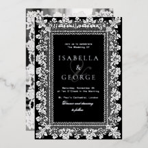 Vintage Lace Old Money Black and White Wedding