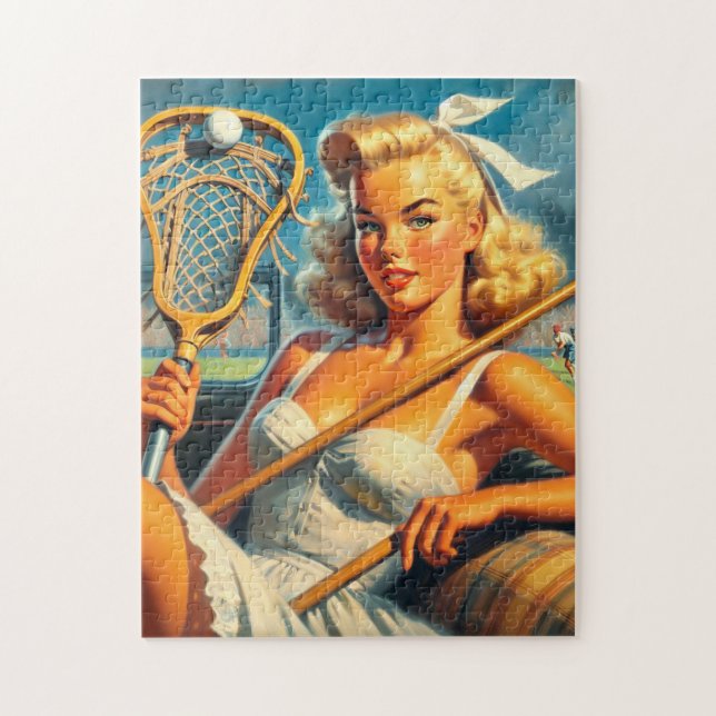 Vintage Lacrosse Girl Pussel (Vertikal)