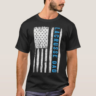 Vintage Lacrosse Pappa Amerikansk USA-flagga Bästa T Shirt
