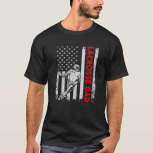 Vintage Lacrosse Pappa USA flagga Retro Fars dag D T Shirt