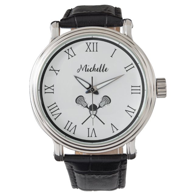 Vintage Lacrosse Personlig Namn Armbandsur (Framsida)