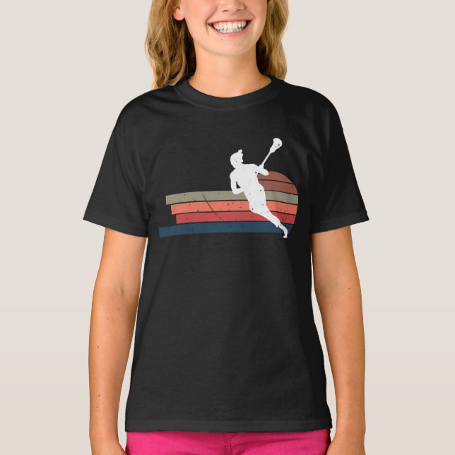 Vintage Lacrosse Player T Shirt (Framsida)