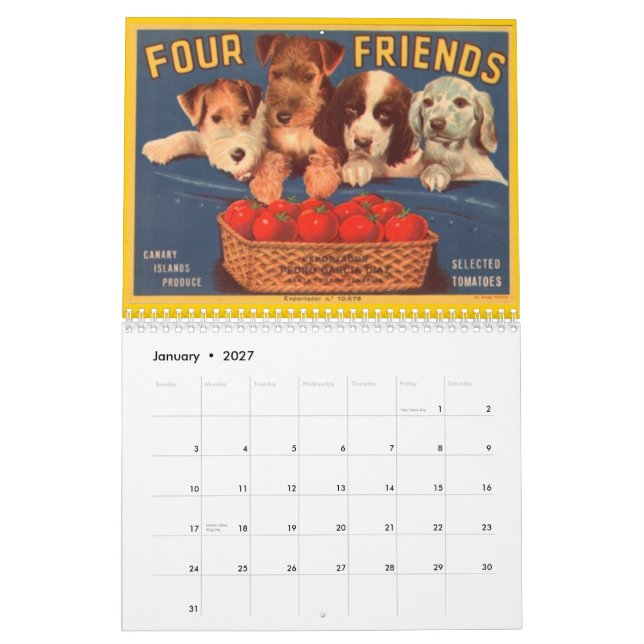 Vintage, Låda-etikettkalender Kalender (Jan 2027)