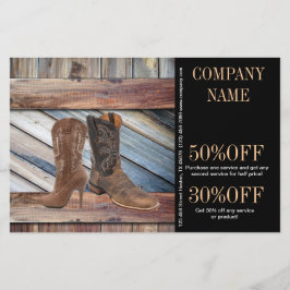 vintage lada trä cowboy boots västerländsk mode flygblad