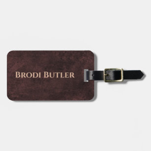 Vintage läderstil monogram bagagebricka