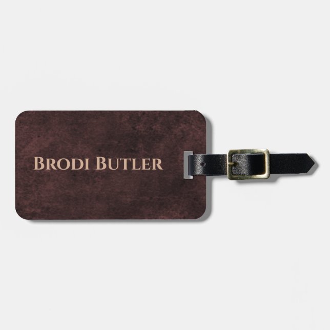 Vintage läderstil monogram bagagebricka (Horisontell Framsida)