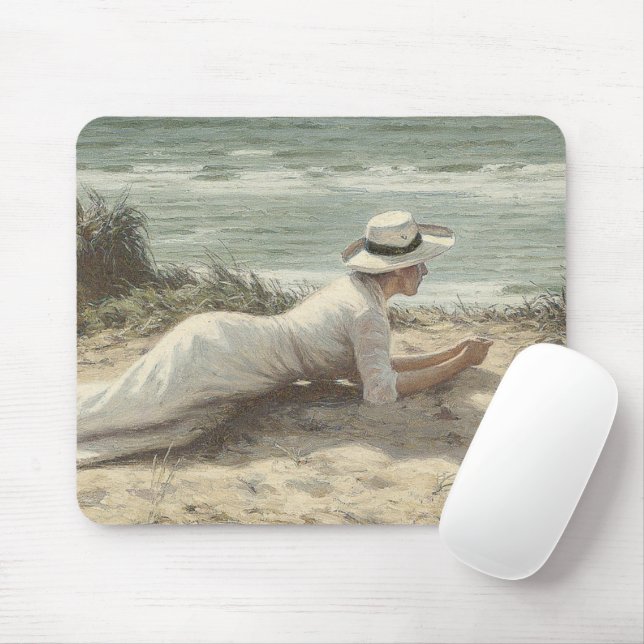 Vintage Lady on Beach Musmatta (Med mus)