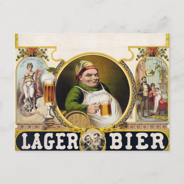 Vintage Lager Beer-annonsering Vykort (Framsida)