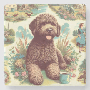Vintage Lagotto Romagnolo Illustration Stenunderlägg