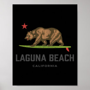 Vintage Laguna Beach Kalifornien Björn Surfing Sou Poster