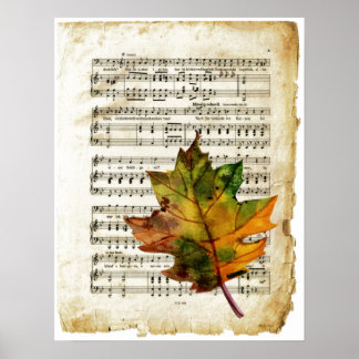 Vintage Lakan Music Autumn Löv Art Poster
