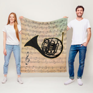 Vintage Lakan Music med Fransk Horn Fleecefilt