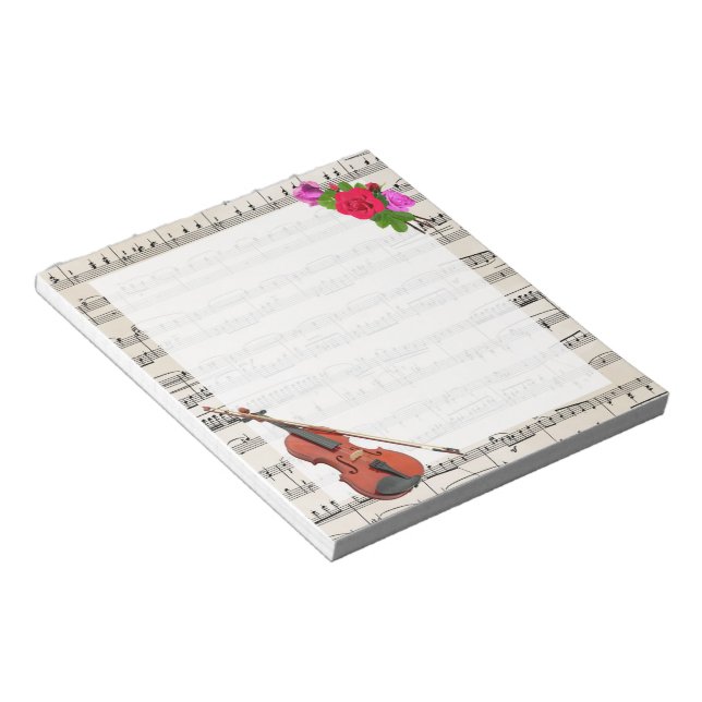 Vintage Lakan Music med Violin och Ro Anteckningsblock (Vinklad)