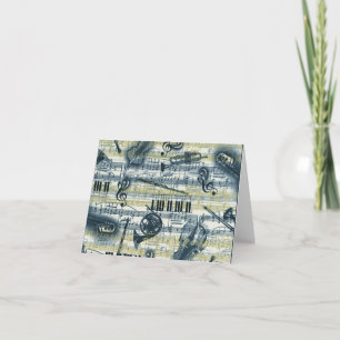 Vintage Lakan Music Mönster Note Card Kort
