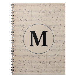 Vintage Lakan Music Note monogram Anteckningsbok