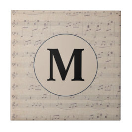 Vintage Lakan Music Note monogram Kakelplatta
