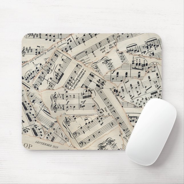Vintage Lakan Music Papper Collage Musmatta (Med mus)