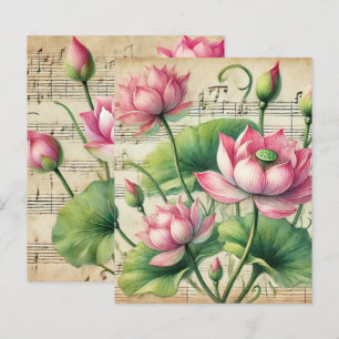 Vintage Lakan Music Rosa & Grönt Lotus Scrapbook