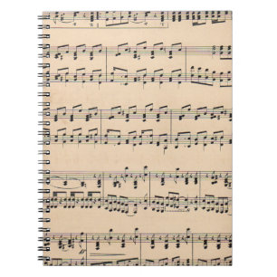 Vintage Lakan Music Score Black and White notes Anteckningsbok Med Spiral