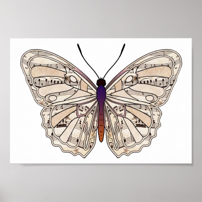 Vintage lakan musik - Butterfly Poster (Framsidan)