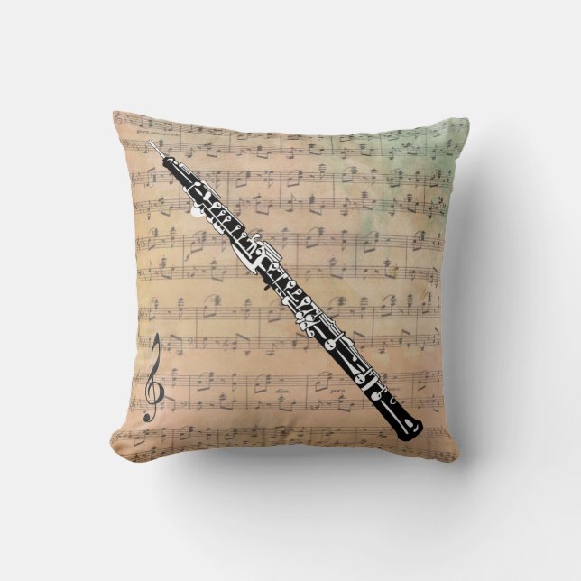 Vintage Lakan Musik med Oboe Kudde (Framsida)