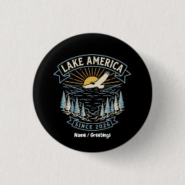 Vintage Lake America Wilderness konst Retro solupp Knapp