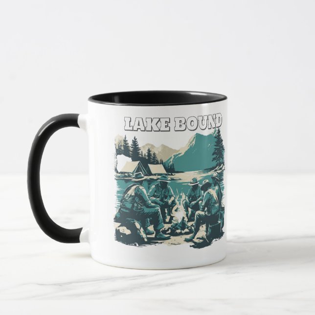 Vintage Lake Bound Camping Campfire Graphic Mugg (Vänster)