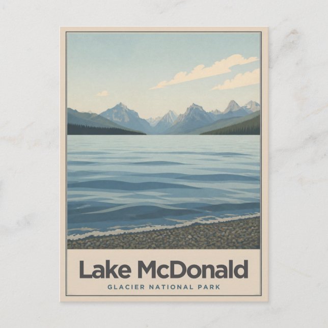 Vintage Lake McDonald Vykort (Framsida)