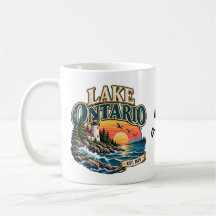 Vintage Lake Ontario fyr solnedgång grafik