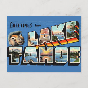 Vintage Lake Tahoe Hälsning Vykort
