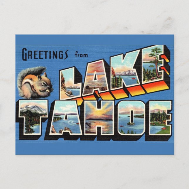 Vintage Lake Tahoe Hälsning Vykort (Framsida)